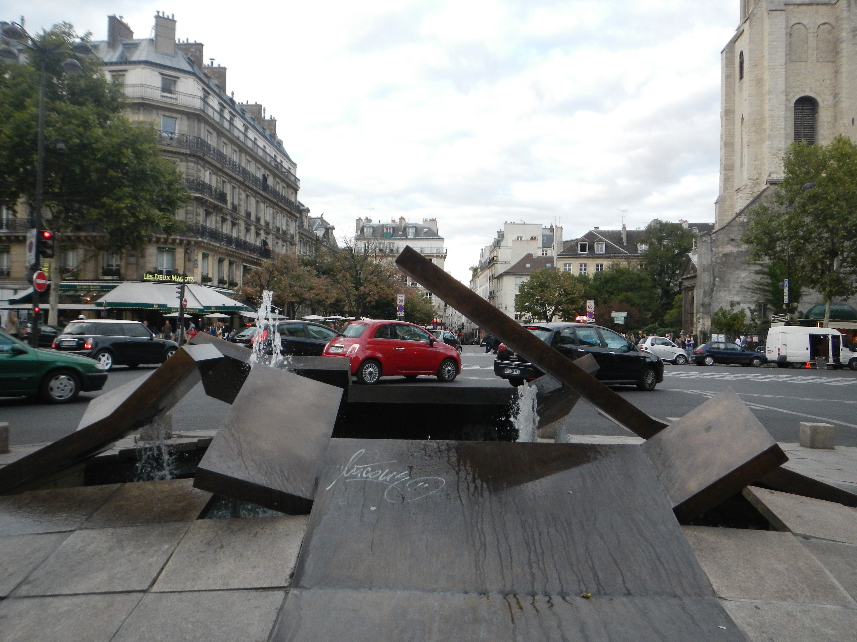an interesting fountain in saint germain