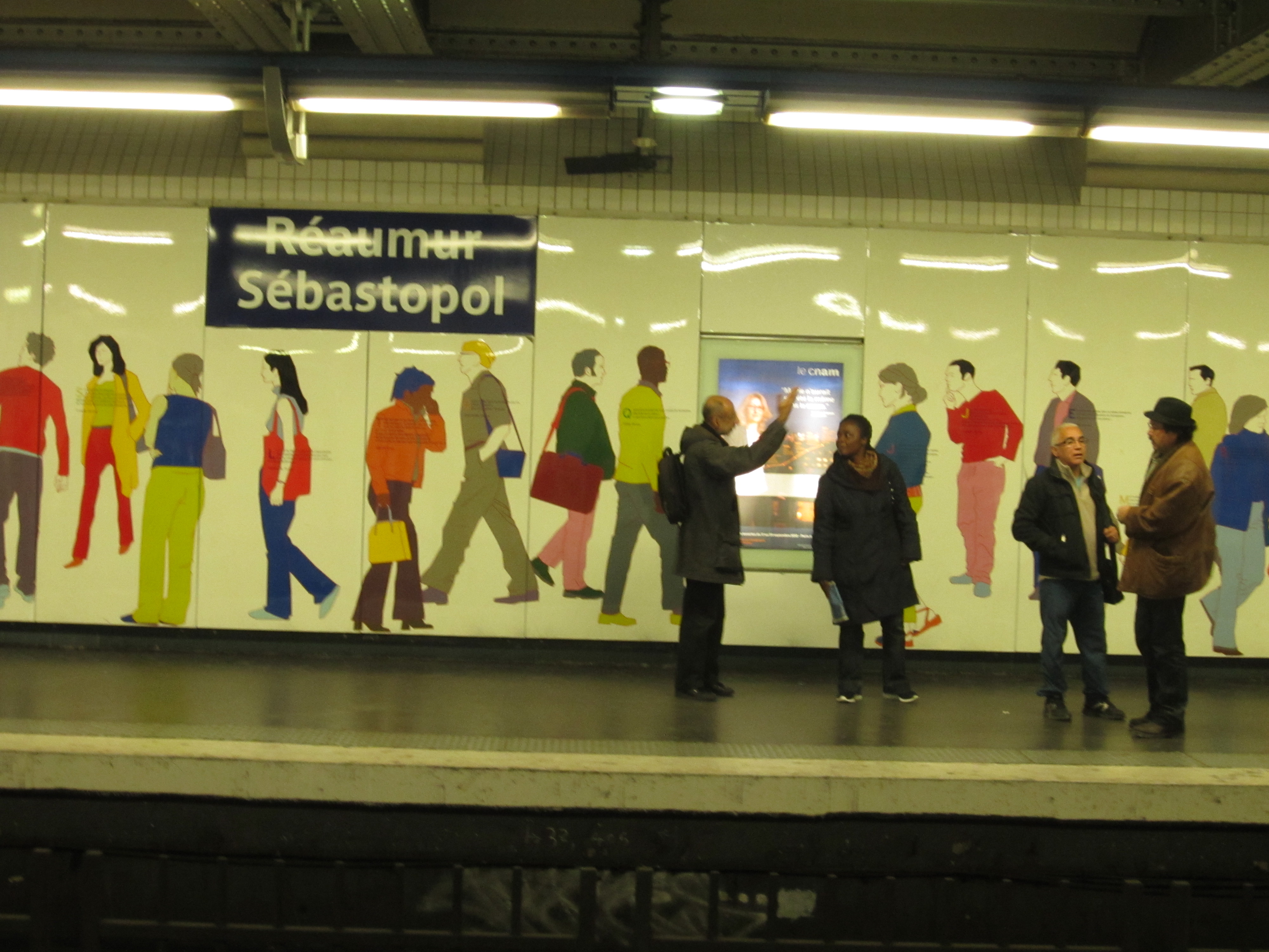 reaumur sebastopol station in paris with public artwork