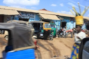 tuk tuks parked at the Tanzania Zambia border crossing