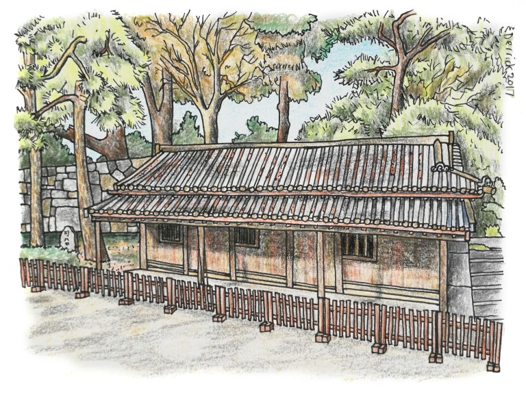 Drawing of a japanese barracks at the imperial palace