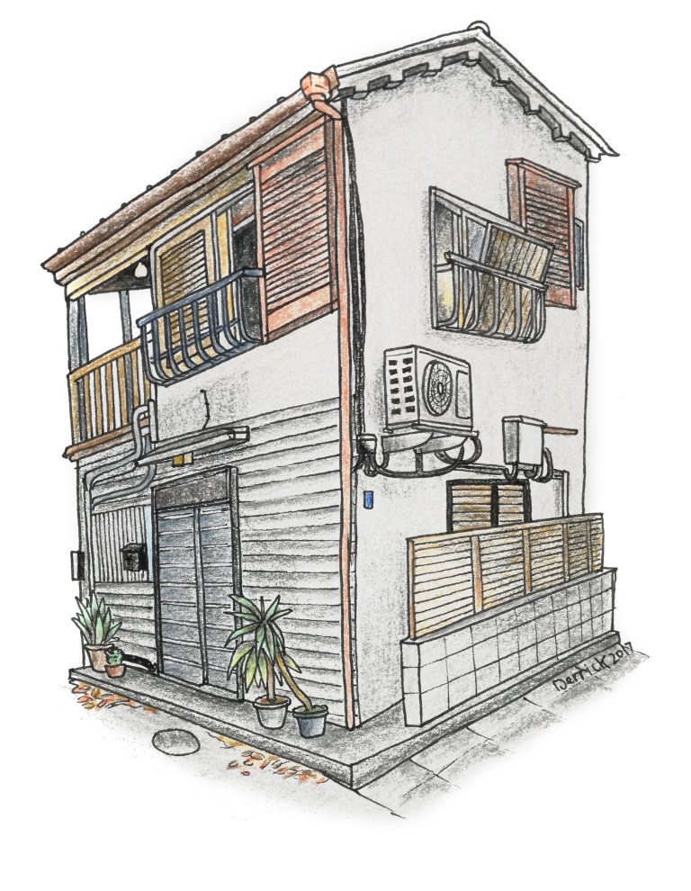 Drawing of a compact japanese house