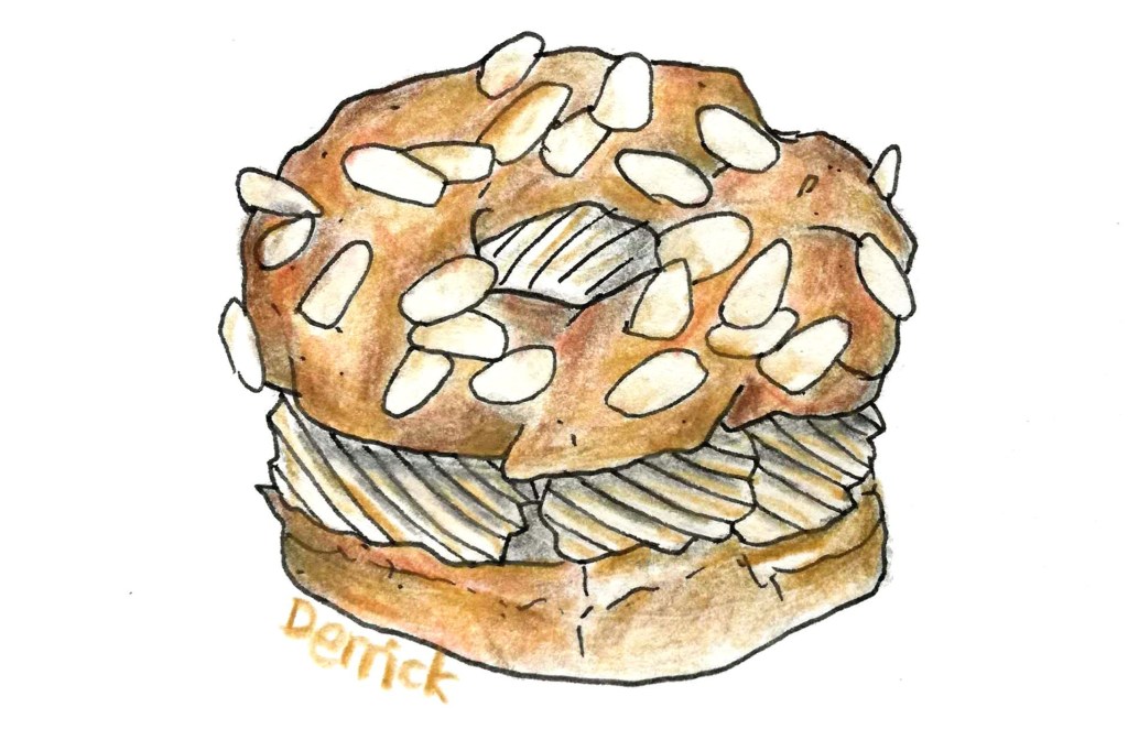 illustration of a paris brest cake