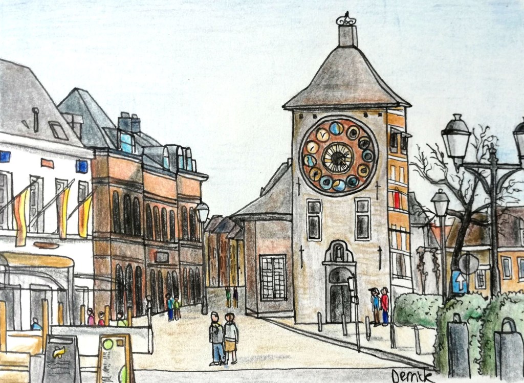 Urban sketching zimmer tower square in lier belgium