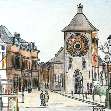 Urban sketching zimmer tower square in lier belgium