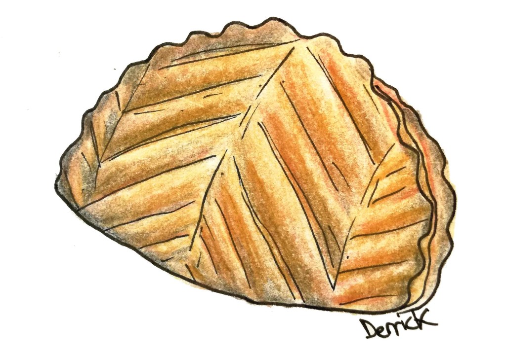 Sketch of a chausson aux pommes pastry