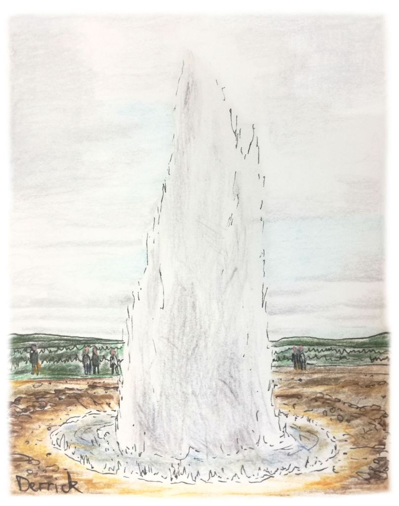 Sketch of Geysir on Iceland's golden circle