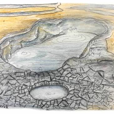 Sketch of a boiling mud pool in Hverir Iceland