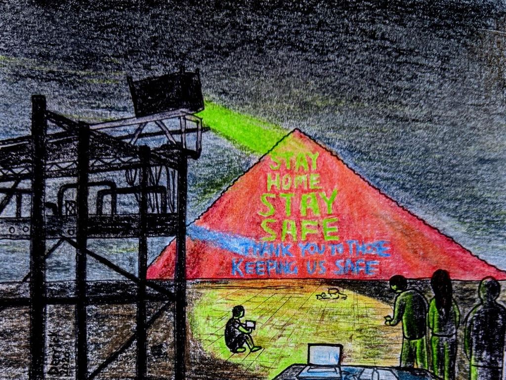 Egypt coronavirus pyramid message colourful light show