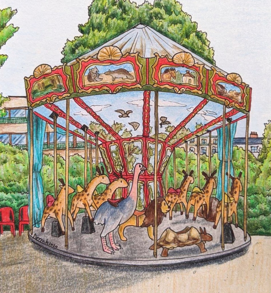 carousel of extinct and endangered animals paris dodo thylacine dinosaur merry go round