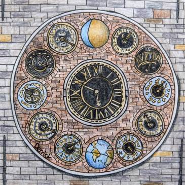 Sketch of the Zimmer clock lier tower in Belgium urban sketching