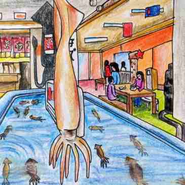 Hakodate seafood market squid tank