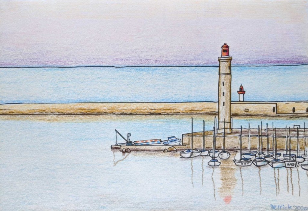 phare saint louis sete urban sketching view of French lighthouse