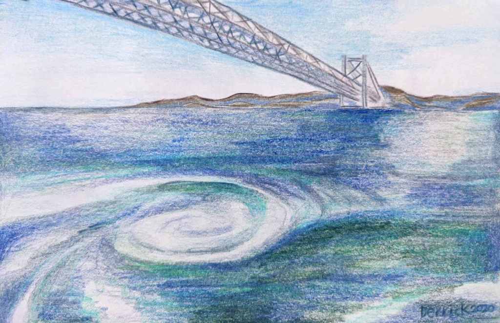 Drawing of Naruto Whirlpool maelstrom Japanese Bridge