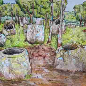 Drawing of Site 2 Plain of Jars in Laos Phonsavan Sight