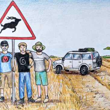 Drawing of A kudu road sign in Namibia