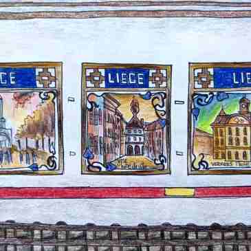 Drawing of Liege Paris metro station murals
