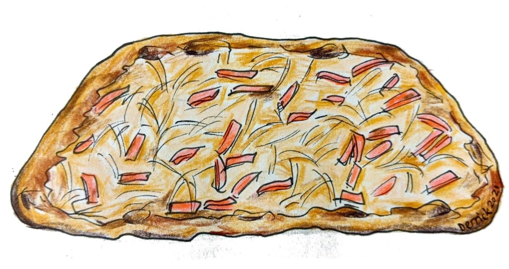 Illustration of French cuisine tarte flambee