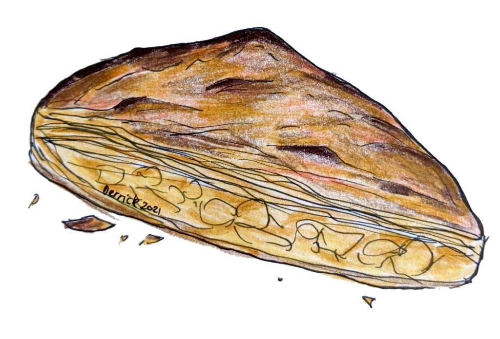 Illustration of French apple pie croustade aux pommes flaky crust