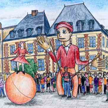 Illustration of marionettes festival in charleville-mezieres