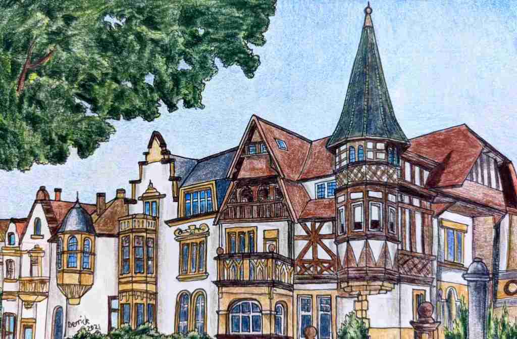 Illustration of Metz France historic houses