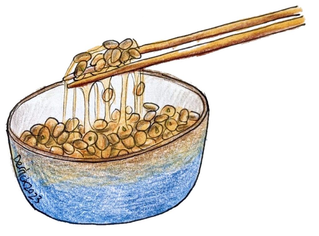 Drawing of nattō Japan fermented beans